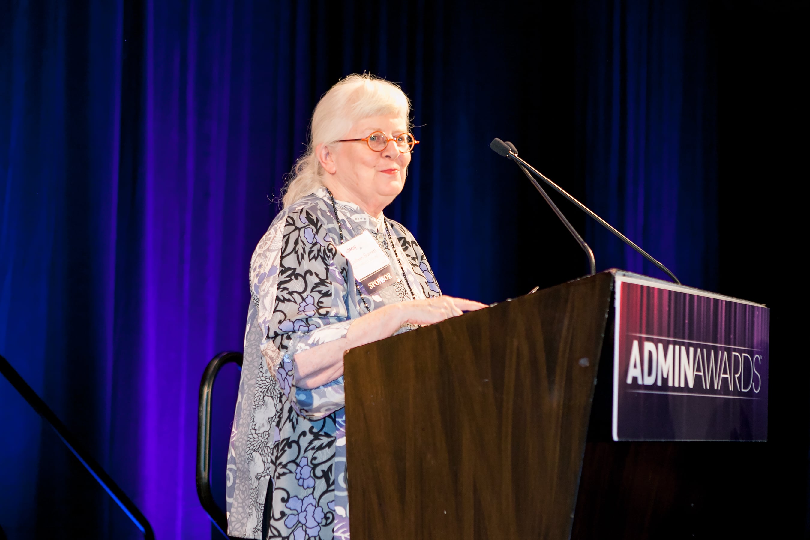 Colleen Barrett speaking at the Admin Awards in Dallas