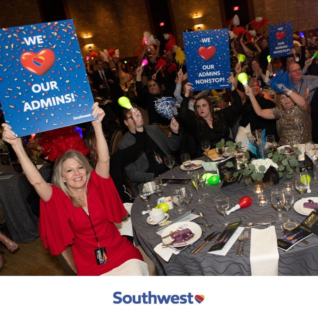 A Team Spirit group celebrating at the Admin Awards Dallas / Fort Worth
